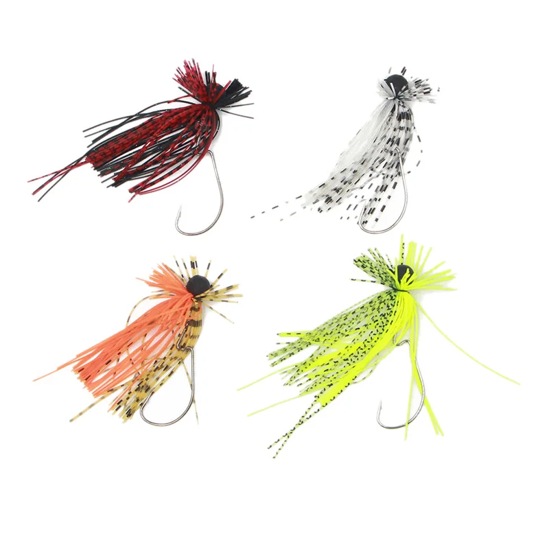  4Pcs 10G Beard Fishing Lures Fly Rubber Swim Bass Hook Bait Artificial Simulation Bait