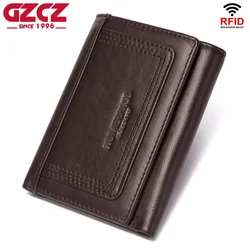 Three Fold Wallet Mini Short Men's Wallet Carteira Zipper Coin Bag Small Men Wallets Genuine Leather Classic Style Card Holders