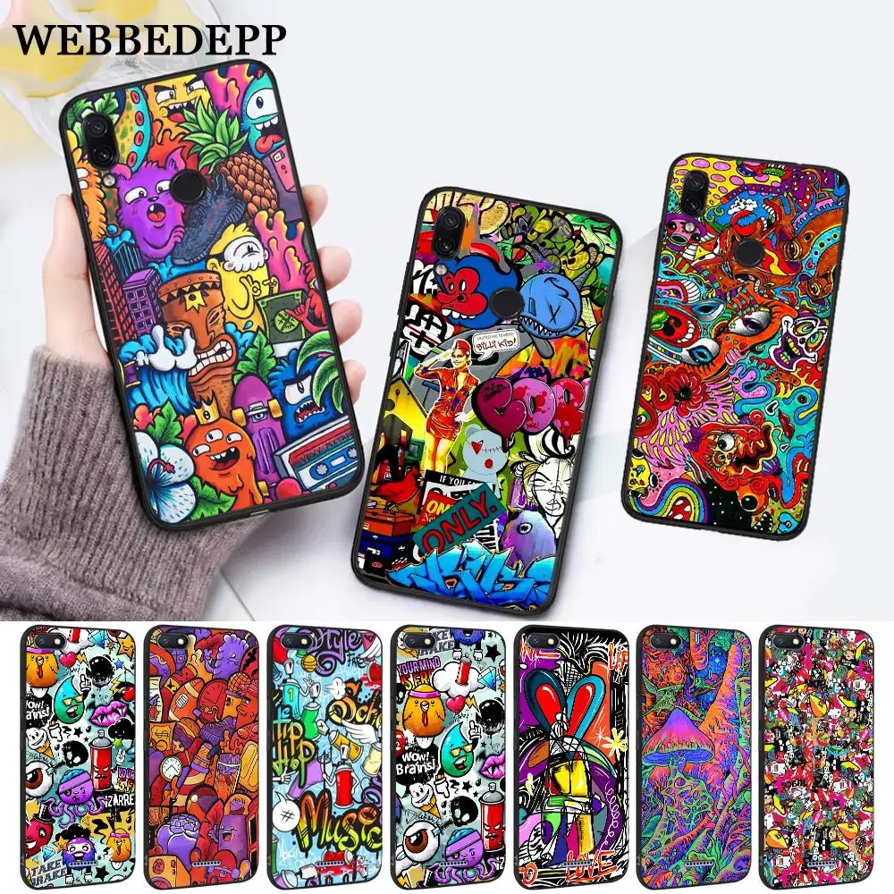 

WEBBEDEPP JDM Car Graffiti Sticker Silicone Case for Xiaomi Redmi Note 4X 5 6 7 Pro 5A Prime