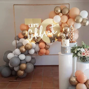 

100pcs Gray White Orange Peach Balloon Arch Garland 12inch Metallic Gold Latex Balloons Happy Birthday Wedding Baby Shower Party