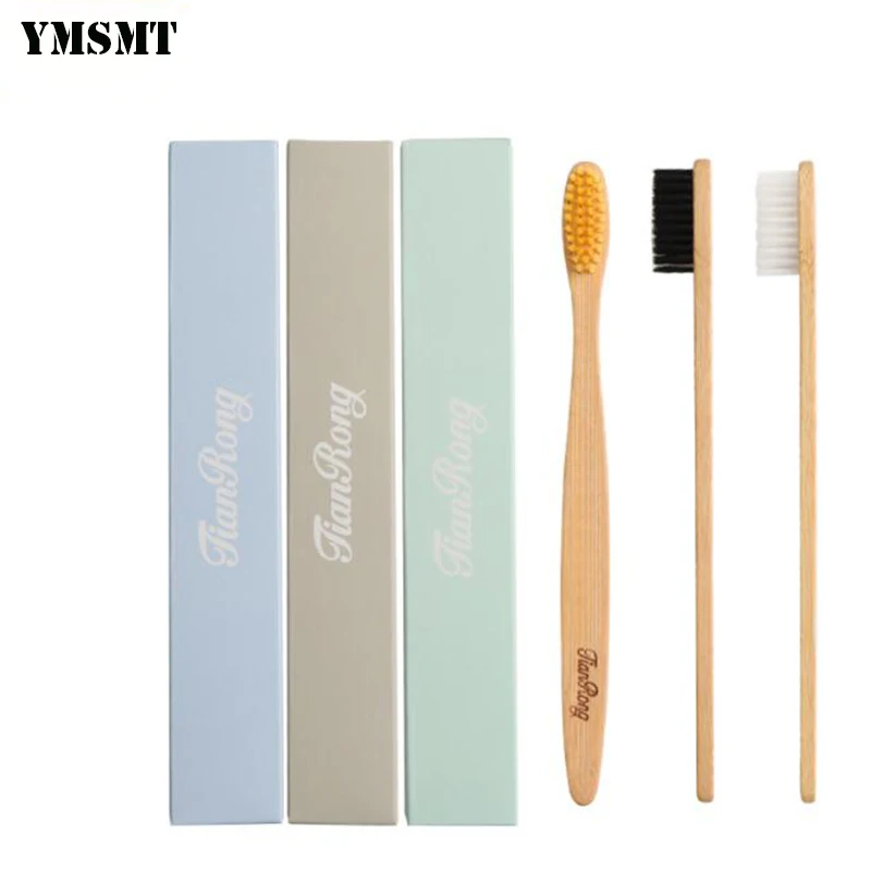 

YMSMT Environmentally Friendly Natural Bamboo Charcoal Toothbrush Soft Brush Low Carbon Bamboo Wooden Handle Toothpick Toothbrus