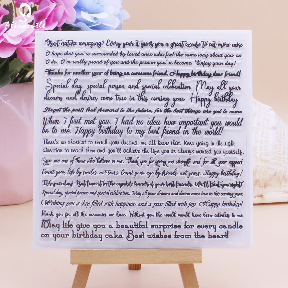 Alinacutle 투명 고무 우표, 생일 소감 배경, 스크랩북 카드 앨범 종이 공예, 투명 실리콘 스탬프