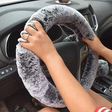 Зимний супер мягкий плюшевый чехол рулевого колеса автомобиля универсальный, теплый искусственный мех Авто Руль на руль оплетка красивая