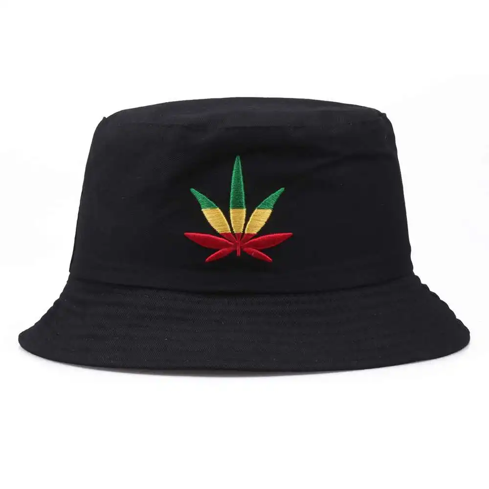 

Men Women Maple Leaf Embroidery Panama Bucket Hat Hip Hop Fisherman Hats Cotton Outdoor Summer Casual Swag Bob Visor Bucket Cap