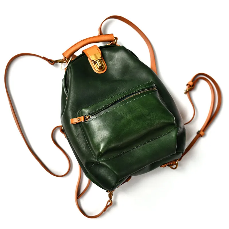 PNDME высококачественный Женский рюкзак из натуральной кожи, многофункциональный кожаный женский маленький рюкзак, модный винтажный зеленый милый рюкзак
