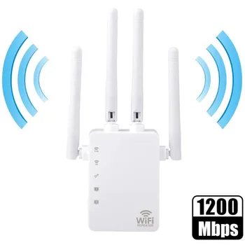 

Dual Band 4 Antenna Wifi Repeater 2.4G 5G Wifi Signal Extender Booster Wireless Signal Amplifier