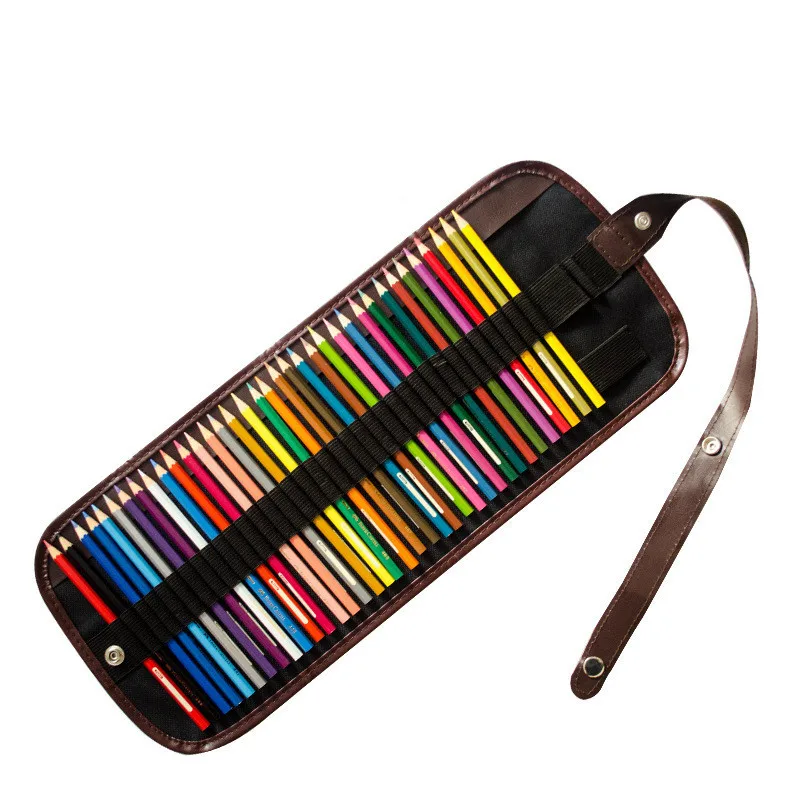 

New 36 Slots Pencil Bag Wrap Roll Up Students Canvas Sketching Pen Case Brushes Makeup Pouch