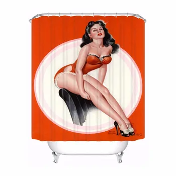 

Bath Curtain For Bathroom Custom Best Pin Up Gril Fishing Home Decor Shower Curtain Waterproof Fabric Hooks #180417-01-63