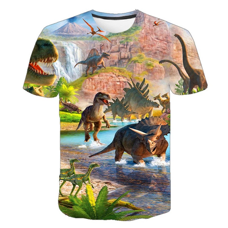 Camiseta de dinosaurios para niños, camisetas informales de manga corta con  estampado para bebés, camisetas de verano para niños pequeños|Camisetas| -  AliExpress