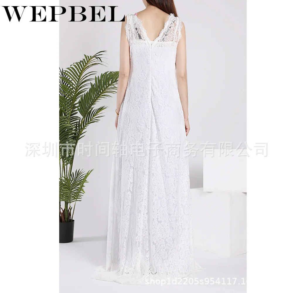 WEPBEL, женское шифоновое платье с коротким рукавом, сексуальное, размера плюс, кружевное, высокая талия, модное, цветочное, повседневное, новое, для девушек, для женщин, длинное, макси платье