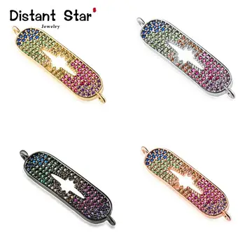 

32*8mm High Quality Elliptical Hollow Brass Cubic Zirconia Jewelry Bracelet Accessories Diy Manufacture Jewelry Connector Hole
