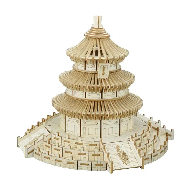 

3D Wooden Puzzle DIY Beijing Temple of Heaven Decoration 3D Puzzle Educational Toy high Precision Cutting Wood Natural