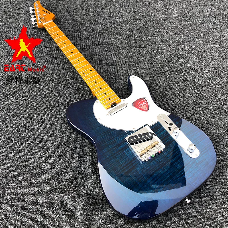 Электрическая гитара EART blue кленовый шпон с узором тигра корейский мост пикап