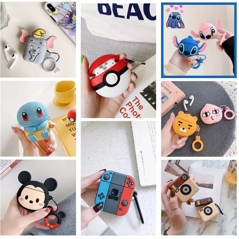 Bluetooth беспроводной Чехол для наушников с мультяшным рисунком зарядный чехол Apple