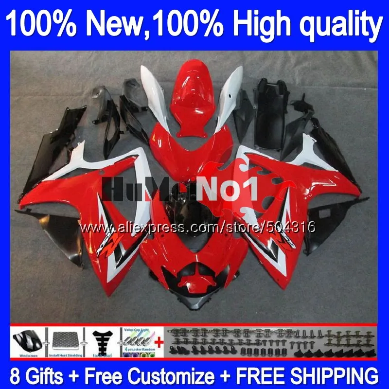 Корпус для SUZUKI GSX R600 GSX-R750 GSXR 600 750 CC 06 07 2006 2007 16MC. 19 GSXR-600 K6 GSXR600 GSXR750 06 07 глянцевый красный обтекатель - Color: No. 1