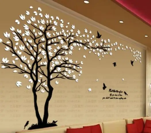 Amorus Sticker Mural Grand Autocollant D'arbre 3D TV Mur Salon
