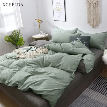 

Bedding set Family Double Queen King Solid Green Luxury Bedspread Single Kids Bed Sheet Pillowcases 4pcs Duvet Cover Sets