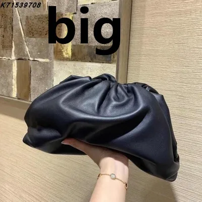 black leather Day clutch tweed Evening party purse bag women large big small ruched pillow bag winter houndstooth plaid canvas pouch handbag - Цвет: black leather