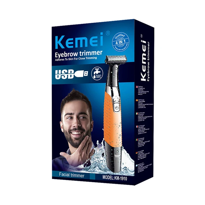 with box Kemei электробритва USB перезаряжаемая бритва триммер для бороды Мужская Профессиональная бритва с одним лезвием триммер для волос уход за лицом 42D - Цвет: with box