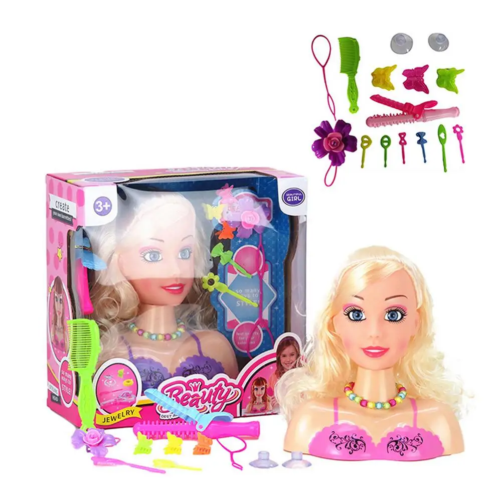 Conjunto de juego de simulación para niños, muñeca de maquillaje de lujo, cabeza de peinado, belleza, juguete para regalo de cumpleaños