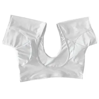 

Women Girl Short Sleeve Underwear Vest with Underarm Armpit Sweat Absorbing Pads Sports Running Washable Shields Guards Crop Top
