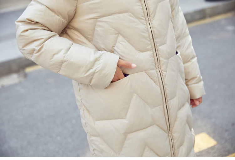 Cotton-padded Clothes/Cotton Coat Winter Hooded Zipper Long Sleeve Mid-length Warm Comfortable Fashion Photo Shoot