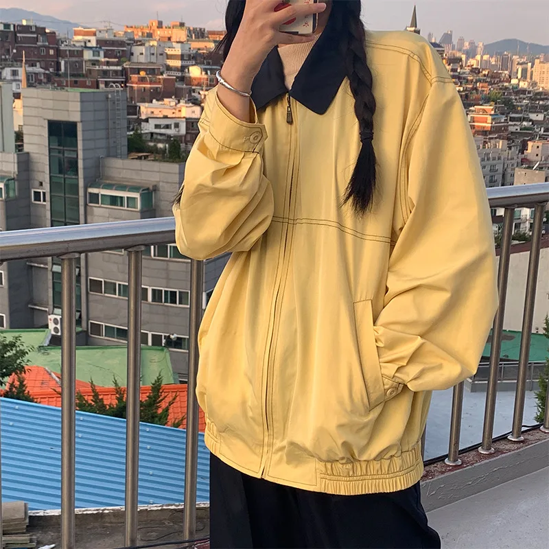 

Milk Yellow Early Autumn Short Jacket Women's 2019 New Style Student College Style Versatile Fold-down Collar Jacket Stylish
