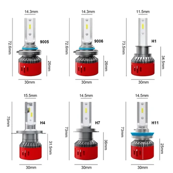 

2x H1 H7 H8//H11 9005/HB3/H10 9006/HB4 H4/HB2/9003 LED Headlight Kits 3000LM High-low Beam Bulbs 6000K Lamp