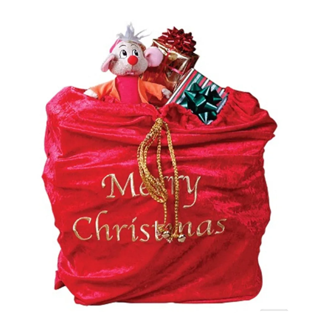 Unisex-Adults Merry Christmas Santa Sack Costume Velour Santa Bag t3