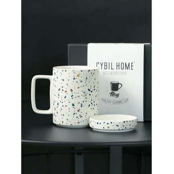 

Creative stone pattern ceramic coffee cup with lid mug tea cups Afternoon Tea party espresso cup european Gift set home Drinking