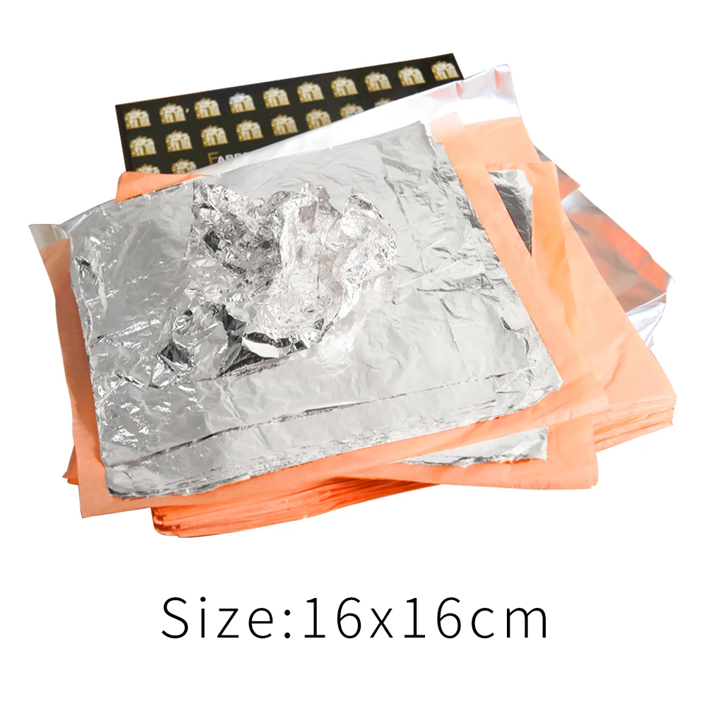 

10000 PCS Imitation Silver Leaf Aluminum Foil for Arts Crafts Gilded Home Decoration Materials 16cm (6.3inch) Without Interpaper