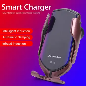 

1pc 10W R1 Wireless Charger Car Bracket Gray 360° rotatable Infrared Induction Smart Sensor Silica gel Simple operation Charger