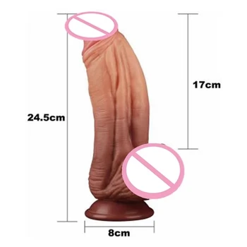 Super Huge Penis Female Masturbator Double Layer Silicone Realistic Big Dildo Strong Suction Cup Sex Toys Lesbian Masturbation 6