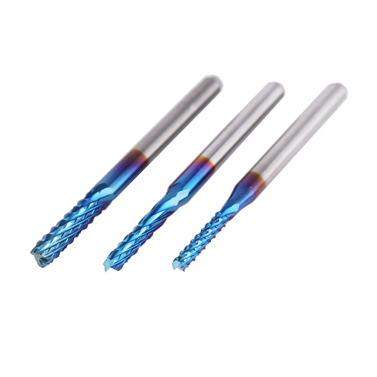 FoxAlien 엔드 밀 CNC 라우터 비트, 나노 블루 코팅 조각 비트 커터, 목공 도구, 0.8-3.175mm 1/8 인치 생크, 10 개