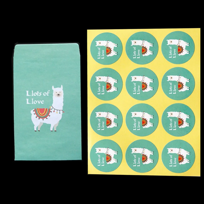 Cute Llama Paper Envelope Set With Stickers Diy Wedding Invitation