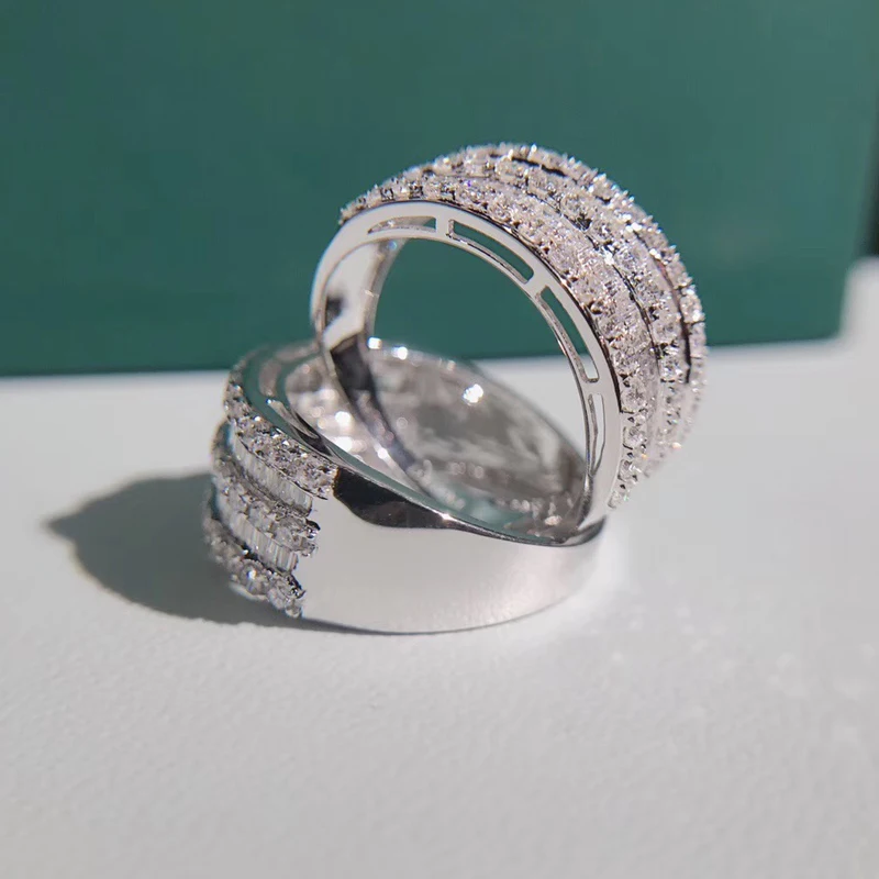 Цельное кольцо из белого золота 18 К 1,0ct с бриллиантами для женщин