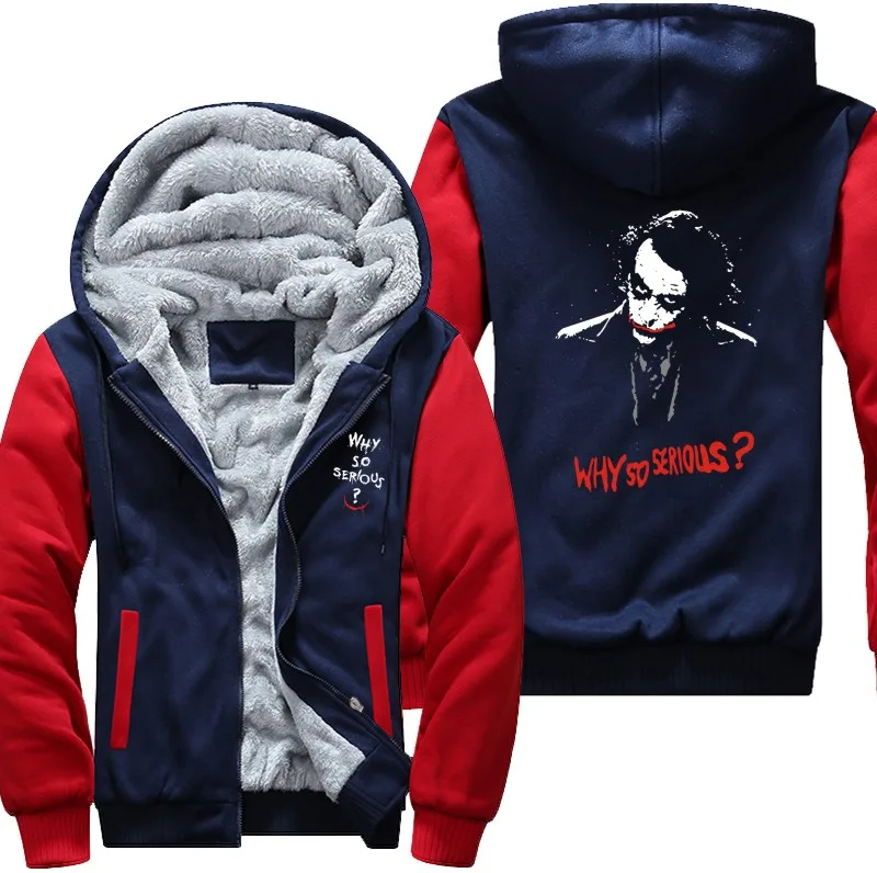 

New Arrival Thicken Fleece Jacket Batman The Dark Knight Joker Why So Serious Men's Apparel zipper Tops Plus size