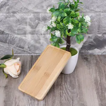 

Rectangle Rectangle Shape Bamboo Saucer Plant Tray Mini Plant Flower Pot Stand Favor Succulent Pot Tray Simple Elegant Design