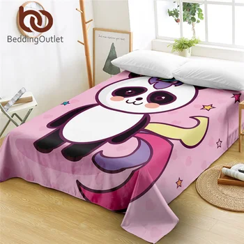 

BeddingOutlet Panda Bed Sheet Cartoon Bedspread Animal Flat Sheet 1-Piece Unicorn Mattress Protector Cover Twin Full Queen King