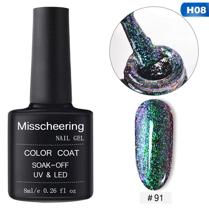 08 Chameleon Nail Polish 6ml Starry Sky Glitter Nail Art Varnish Black Base Color Needed - Цвет: 08