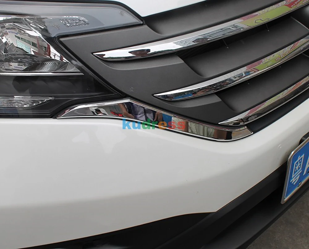 Для Honda CRV C-RV 2012 2013 ABS Хромированная передняя головка гриль отделка бампера украшения полосы литья Защитная крышка 2 шт