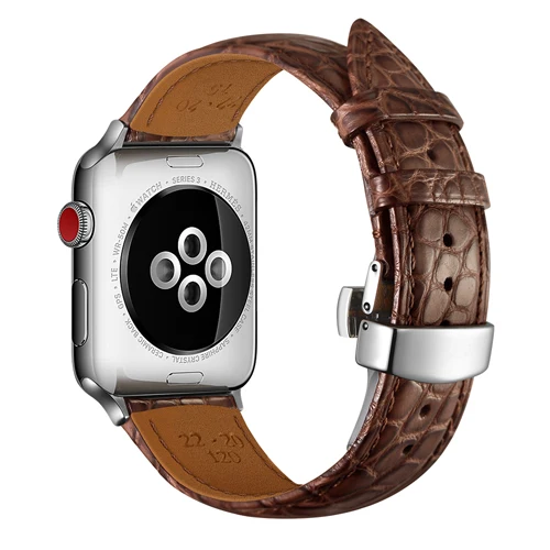 1 Французский ремешок из кожи аллигатора для apple watch 42 мм 38 мм 44 мм 40 мм apple watch 4 5 3 2 1 iwatch аксессуары для браслетов - Цвет ремешка: 1