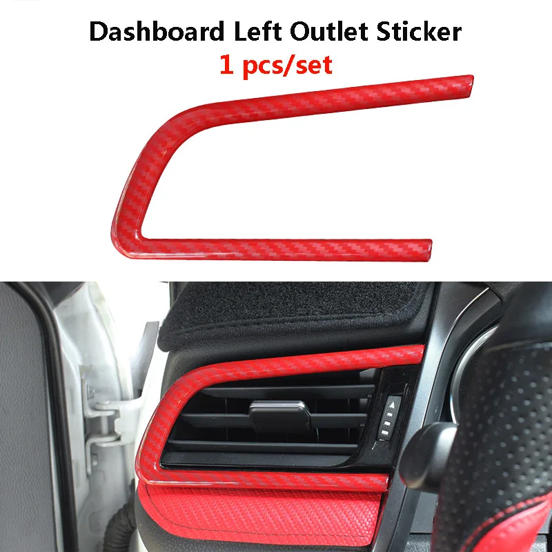 Left Air Outlet QHCP Левая Правая сторона воздуха на выходе полоса крыша лампа для чтения кнопка панель ABS карбоновое волокно красный интерьер комплект подходит для Toyota Camry - Название цвета: Left Air Outlet