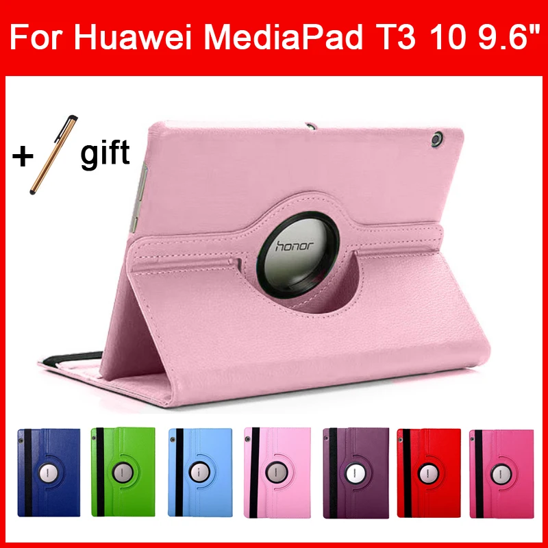 Кожаный чехол для планшета huawei mediapad t3 10 AGS-L09-L03 W09 360 Вращающийся чехол для Honor игровой коврик 2 9,6 дюймов Чехол разноцветный
