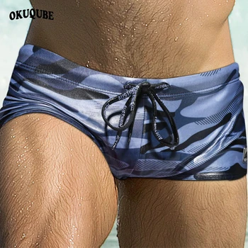 

Camouflage Men Swimsuit Drawstring Swimwear Man Camouflage Green Blue Gray Beachwear Swim Trunks Elastic Breathable Swim Briefs
