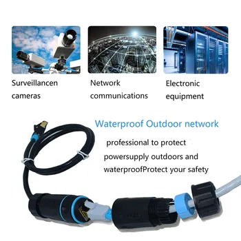 

RJ45 Outdoor Waterproof Connector Black Computer PC Joint Network Adapter Coupler Extension New Structure Nylon Copper