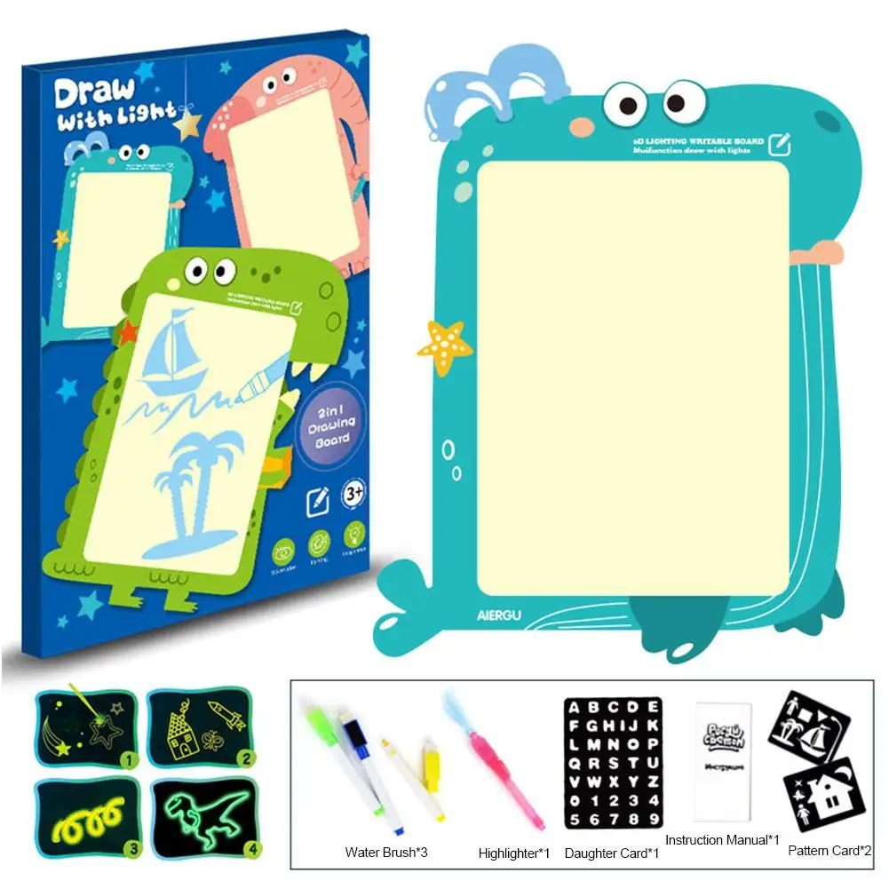 A3 светодиодный светящийся чертежный щит для рисования граффити, планшет для рисования, волшебное рисование, светильник-забавная флуоресцентная ручка, обучающая игрушка - Цвет: A3 Whale