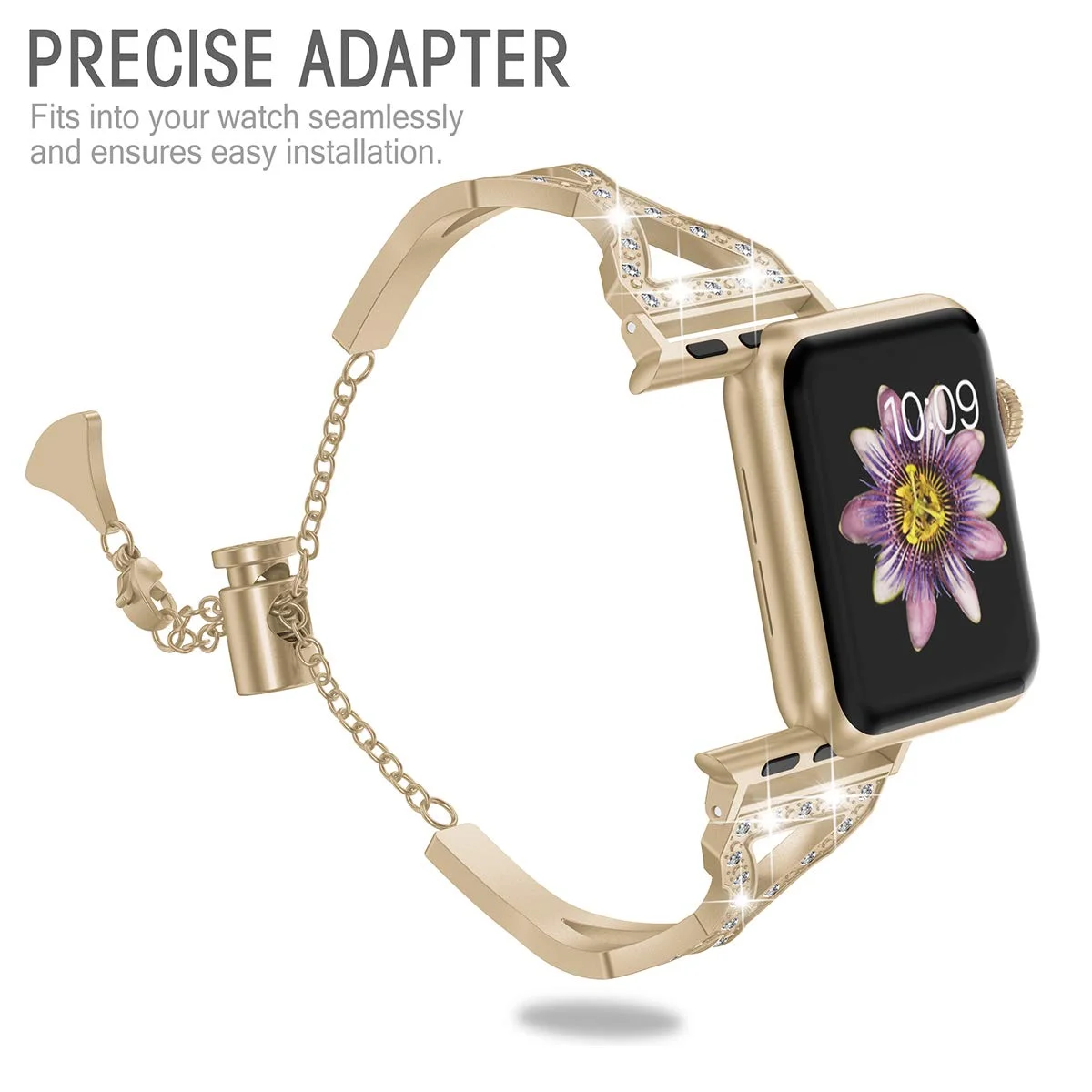Женский Блестящий металлический ремешок, совместимый с Apple Watch, ремешок 38 мм/40 мм/42 мм/44 мм, бриллиантовый браслет, ремешок для iwatch серии 5/4/3/2/1