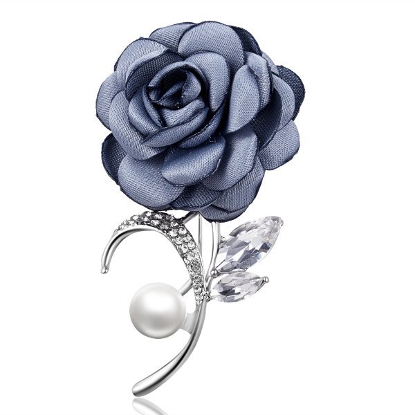 Charm Lady Cloth Art Pearl Fabric Flower Brooch Pin Women Cardigan Shirt Shawl Coat Lapel Pin Jewelry Accessories Gifts