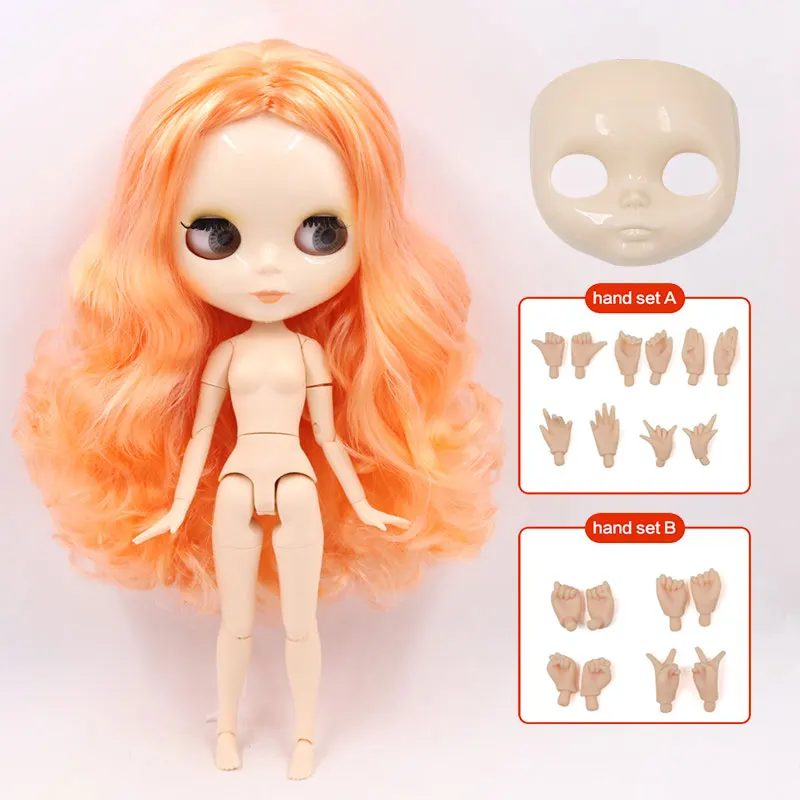 ICY Blyth кукла Обнаженная 1/6 шарнир тело 30 см игрушки BJD белое блестящее лицо с дополнительными руками AB и Лицевая панель DIY модные куклы подарок для девочки - Цвет: doll hand AB shell
